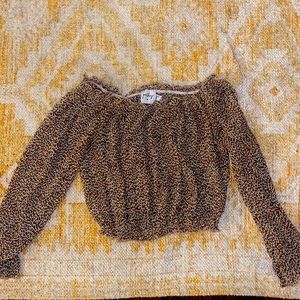 Cheetah Top, loose & fun for going out, really pretty sleeves with ruffles